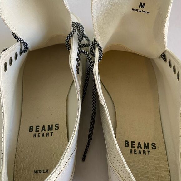 BEAMS HEART Men’s White Leather Sneakers Size M (9” to 9.5” US) - Picture 9 of 12